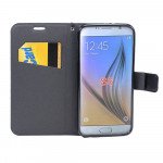 Wholesale Galaxy S6 Crystal Flip Leather Wallet Case with Strap (Crown Black)